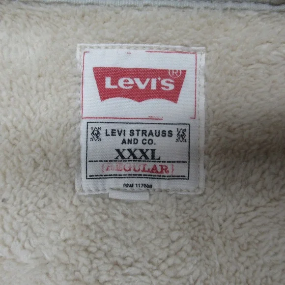 Levis Jacket Mens 3XL White Sherpa Fleece Lined Button Up Heavyweight Work Coat